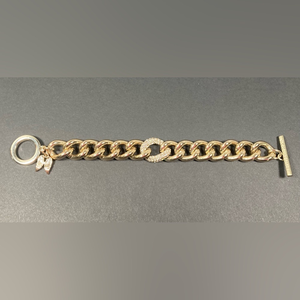 Victoria's Secret Angel Golden Crystal Link Chain Bracelet 7.5” - Picture 4 of 7